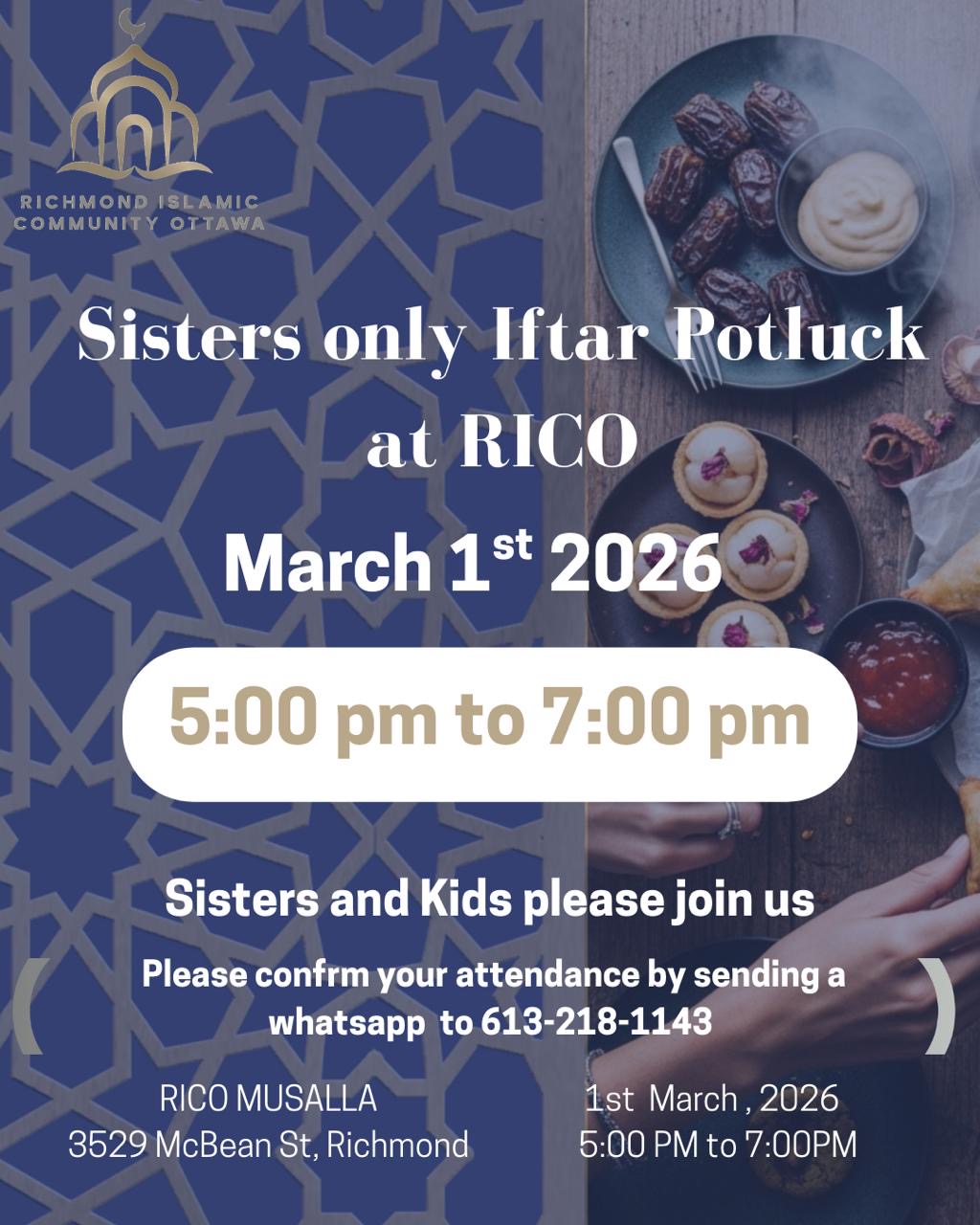Sisters only Iftar Potluck at RICO