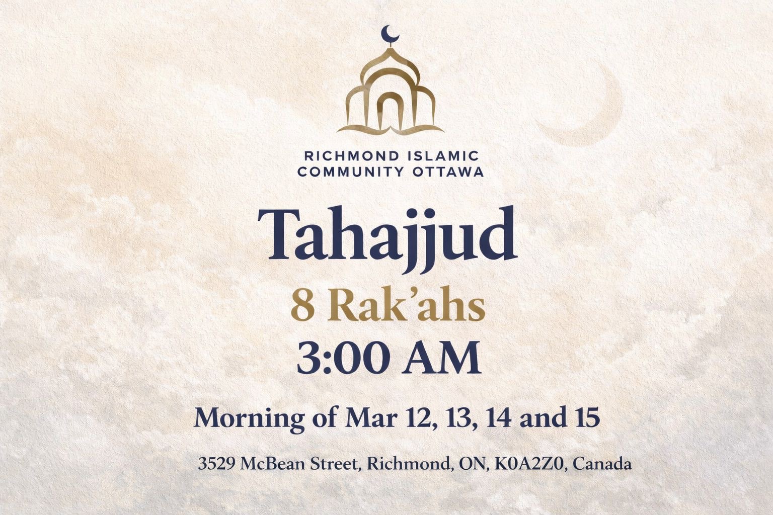 Join us for Tahajjud Prayers at RICO